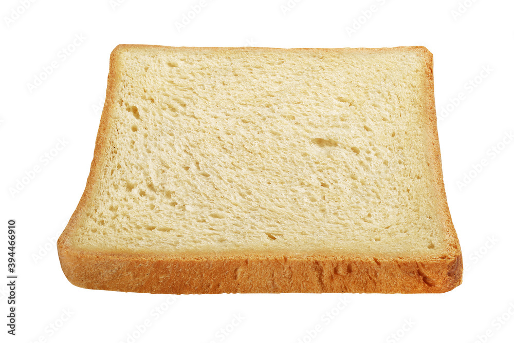 Slice of clean toasted bread isolated on white background.
