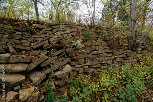 rock wall in autumn