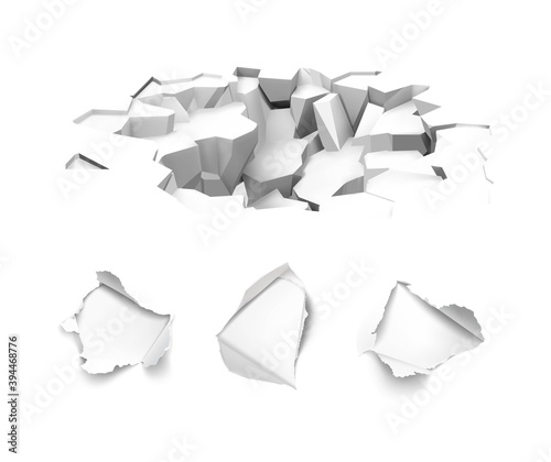 Realistic broken floor. Vector illustration isolated on white background. Ready for your design. EPS10.	