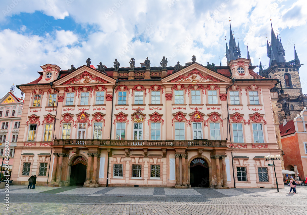 Kinsky palace on Old town square in Stare Mesto, Prague, Czech Republic