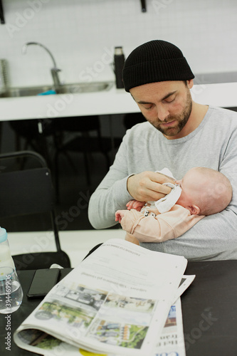 Father with baby, Sweden photo