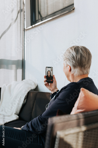 Women talking via video chat, Sweden