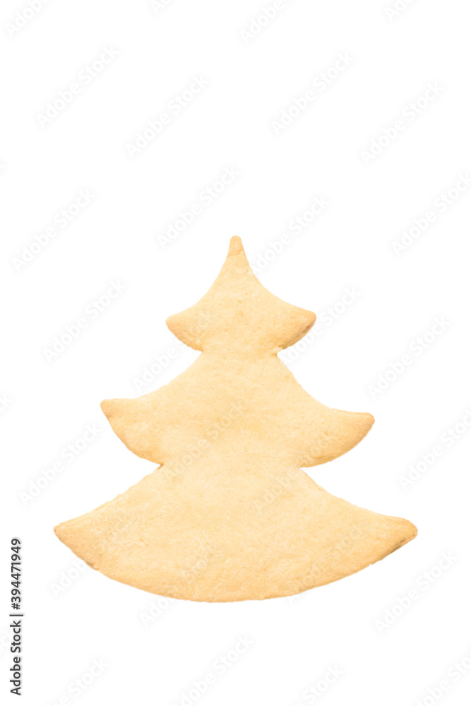 sweet homemade cookies in the shape of a little herringbone isolated on white background