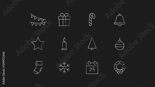 Christmas icons. New year holidays concept. Vector illustration 