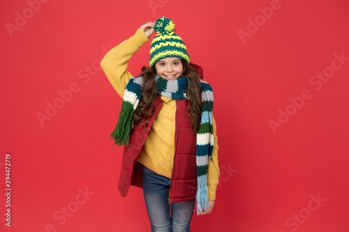 stylish child in knitwear care health in cold season  layers of clothing