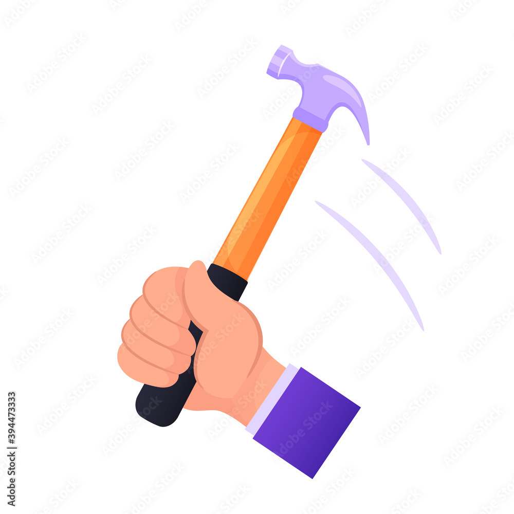 Male Hand Holding Hammer Hitting Nail. Handyman Construction Work, Builder or Carpenter Occupation Workshop, Housework Male Hand Holding Hammer Hitting Nail. Handyman Construction Work, Builder or Carpenter Occupation Workshop, Housework