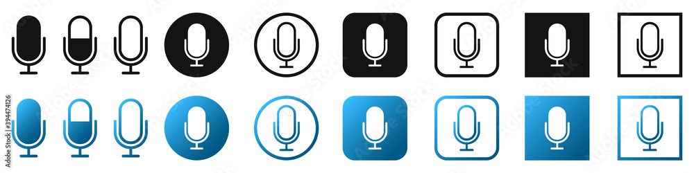 Microphone icons set. Microphone sign isolated. Vector illustration. Microphone icons set. Microphone sign isolated. Vector illustration.