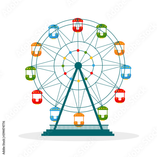 Colorful ferris wheel isolated on white background.