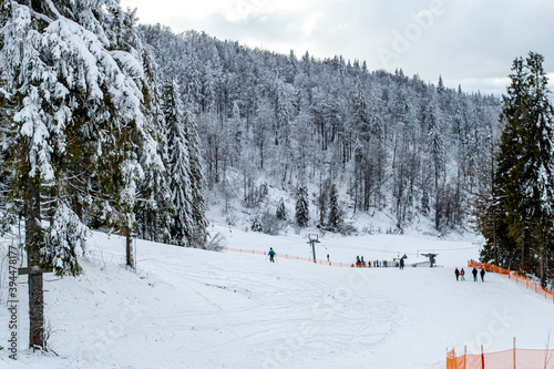 Path to mountain Zakhar Berkut, Carpathian mountains, Ukraine. Horizontal outdoors shot photo