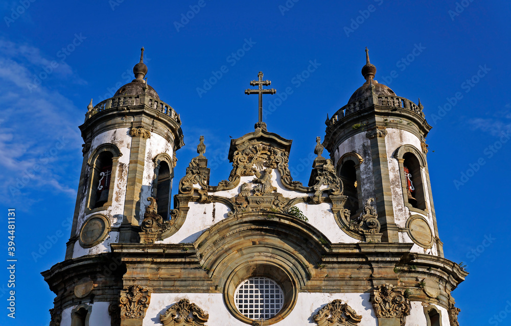 Baroque church (detail) in Sao Joao del Rei, Brazil