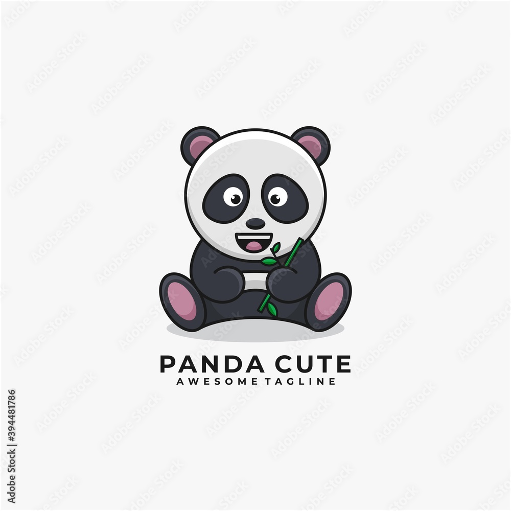Panda cartoon cute vector illustration logo