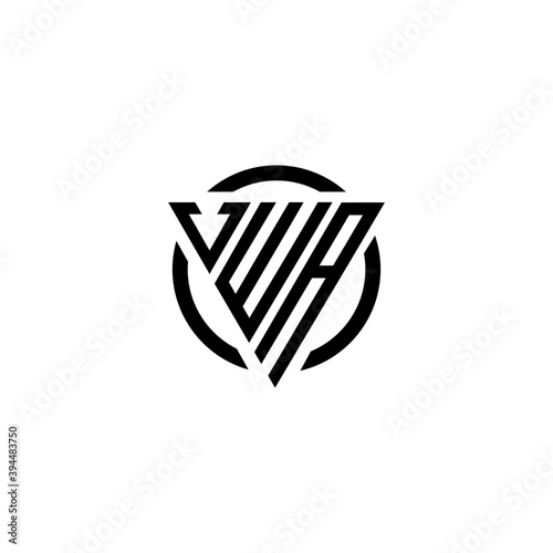 Initial letter VWA triangle logo monogram simple modern vector