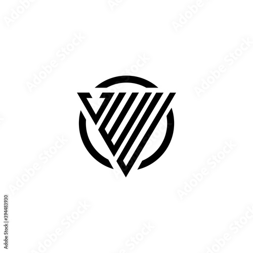 Initial letter VWU triangle logo monogram simple modern vector