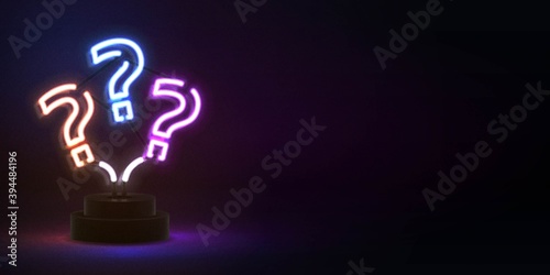 Vector realistic isolated neon sign of Quiz logo with copy space for template decoration and covering. Concept of trivia night and question.