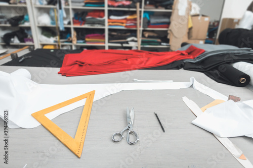 tailoring equipment on a clothing designer table