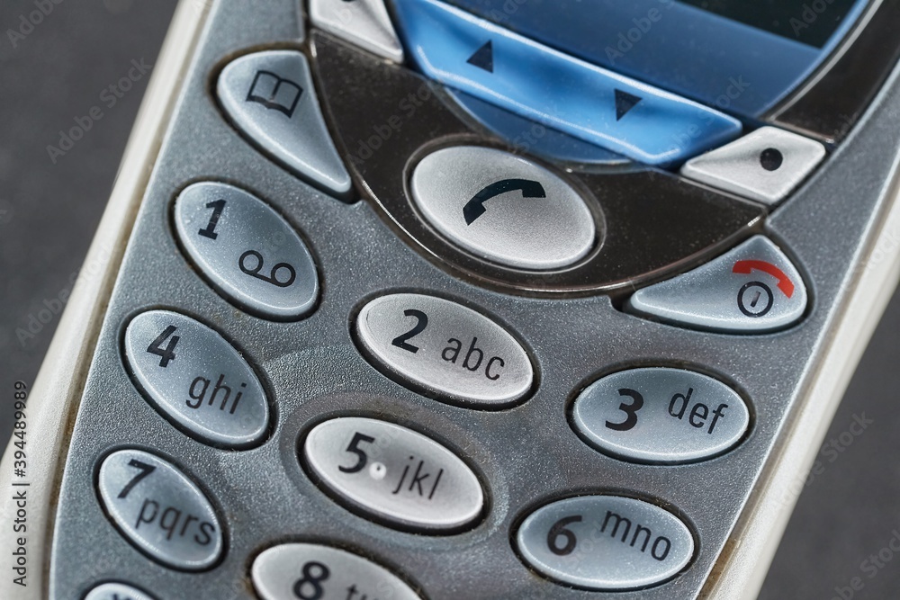 Buttons closeup cell phone classic keypad detail Buttons closeup cell phone classic keypad detail