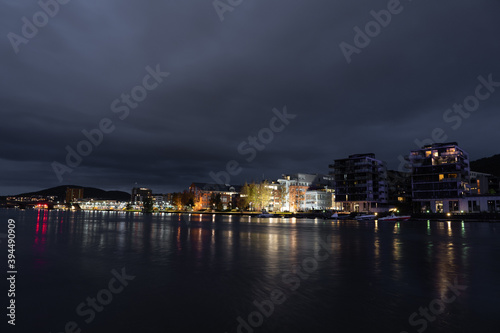 Drammen city night view in Norway. © oleksandr
