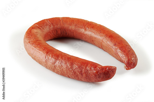 Smoked sausage on a white background