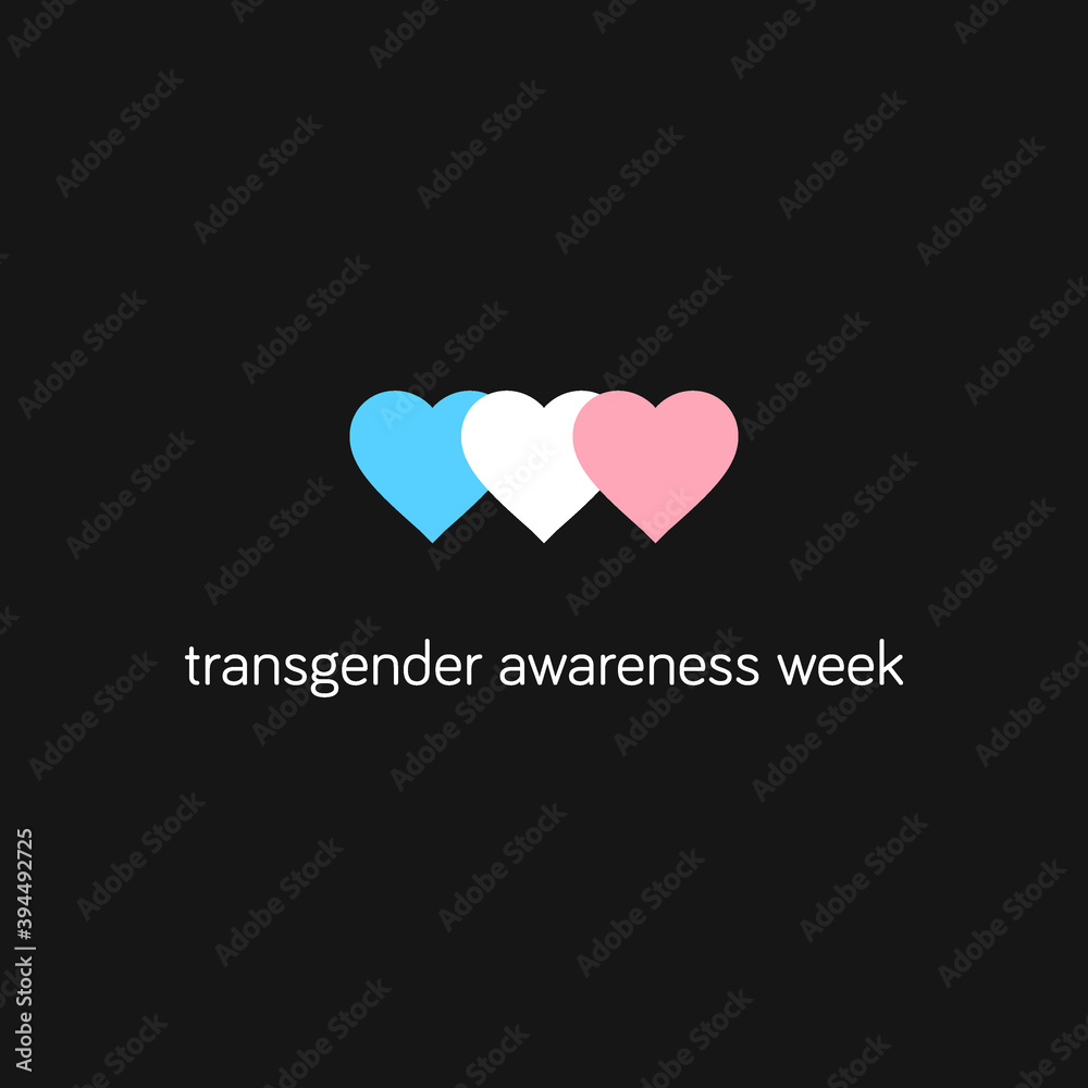Transgender Awareness Week. Heart Icons In Trans Pride Flag Colours. Transgender Awareness Week. Heart Icons In Trans Pride Flag Colours.