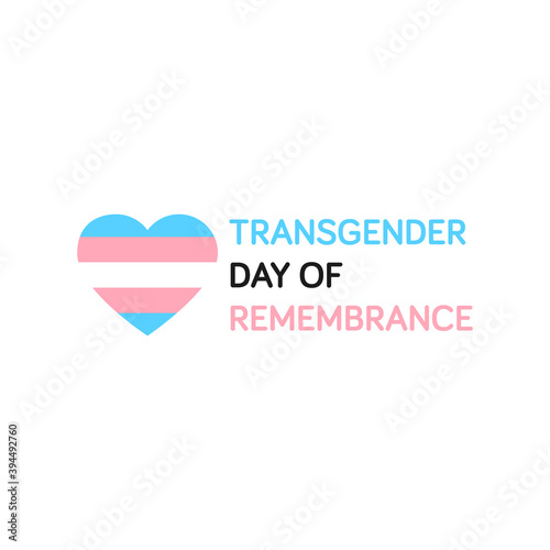 Transgender Day of Remembrance Logo or Banner with Heart Symbol in Trans Pride Flag Colours