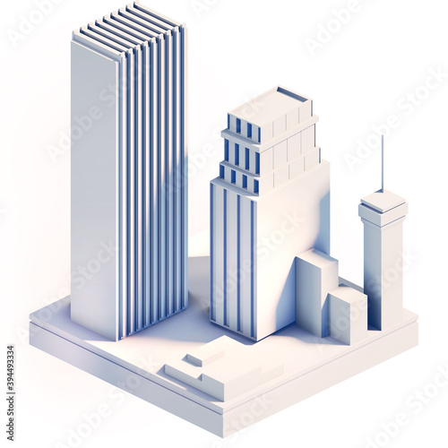 Modern City isometric icons for your project. Business and banking building  modern corporate architecture  Futuristic cityscape. 
