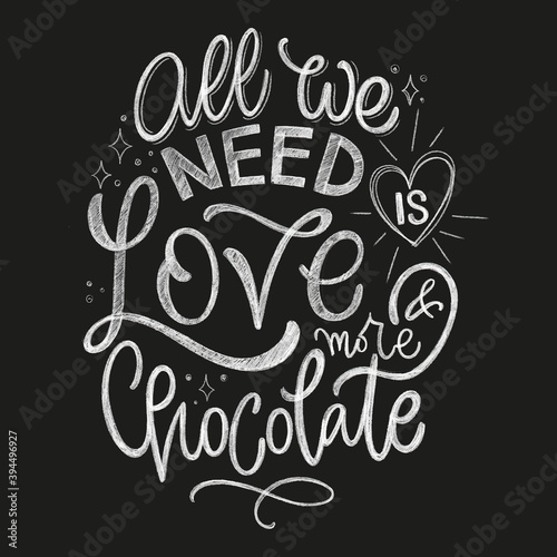 Chocolate hand lettering chalk quote. Christmas winter word composition. Vector design elements for t-shirt, bag, poster, card, sticker and menu