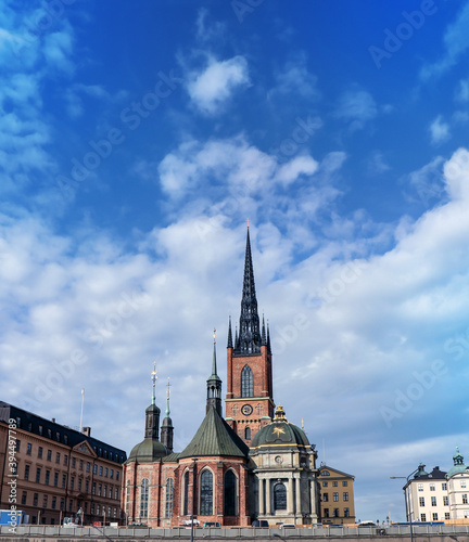 Landmark, Church of Riddarholmen (Riddarholmskyrkan) in Stockholm (capital of Sweden).