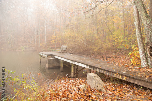 Obraz na płótnie Autumn Fog at the Green Mountain Nature preserve in Huntsville Alabama w salonie