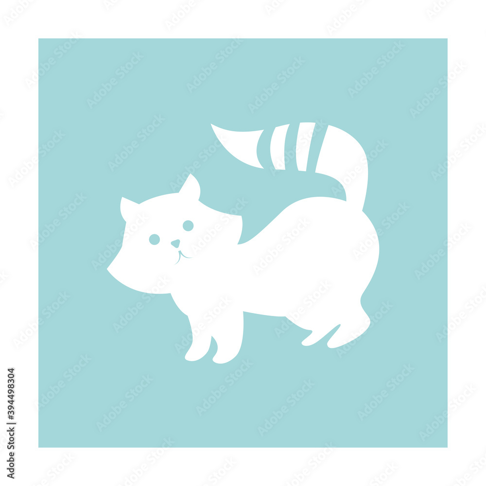 Obraz premium Vector of cute raccoon silhouette design on soft blue background. Wild Animals. Good for cover, invitation, banner, placard, brochure, poster, card, flyer, social media and other.