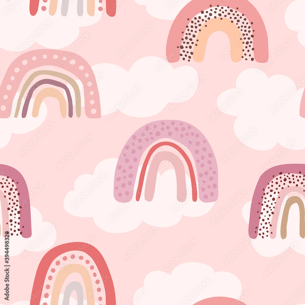 Vector seamless pattern with hand drawn cute rainbows. Simple design for child textile, decoration, wallpaper, stationery. Vector seamless pattern with hand drawn cute rainbows. Simple design for child textile, decoration, wallpaper, stationery.