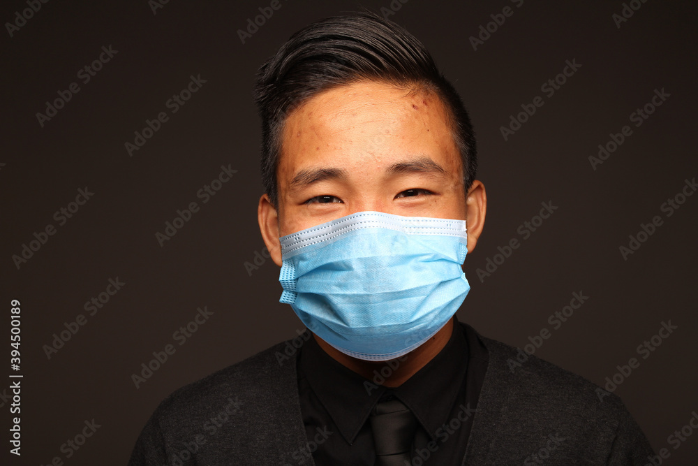Beautiful man wearing a mouth mask Beautiful man wearing a mouth mask