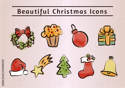 Iconos navideños en acuarella