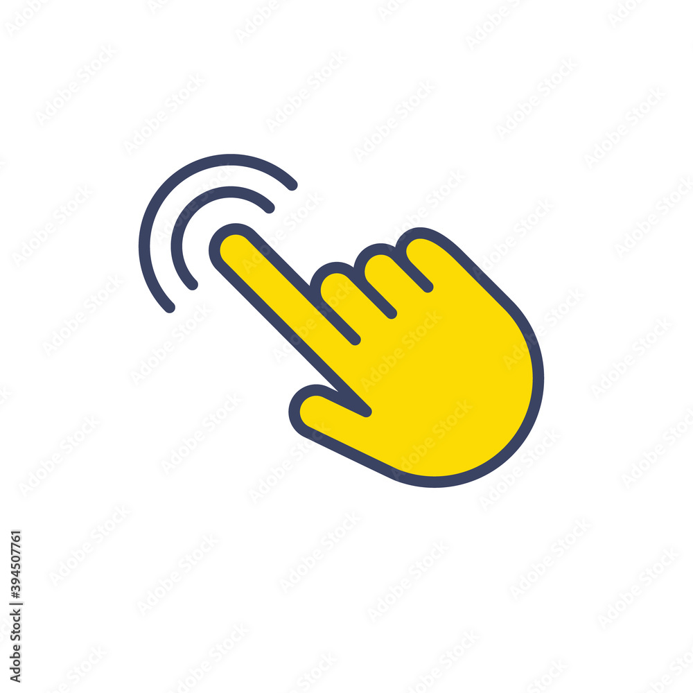 Clicking hand icon. Finger pointer vector graphic. Click symbol. Clicking hand icon. Finger pointer vector graphic. Click symbol.