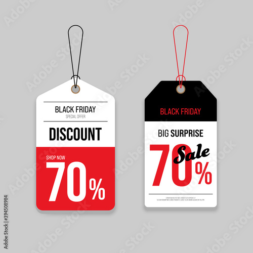 Black Friday sale promotion and special offer discount price tag label photo