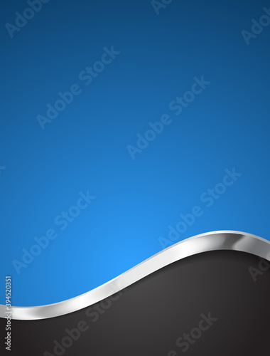 Blue abstract business background template design, elegant silver metal line on a blue background. Flyer design.