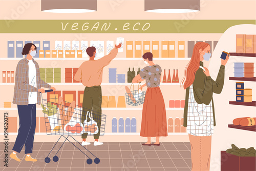 People wear masks at the grocery store