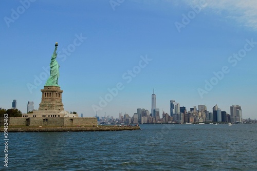 View at Statue of Liberty and New York