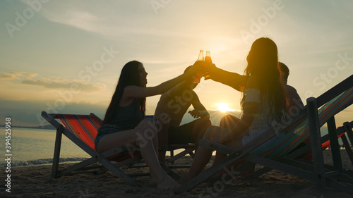 Photography Group friend drink and drunk clinking beer alcohol enjoy life freedom beach