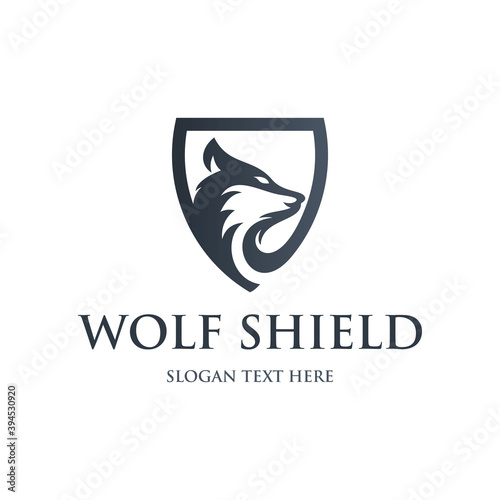 Wolf Shield Animal Wildlife Mascot Creative Illustration Vector Logo