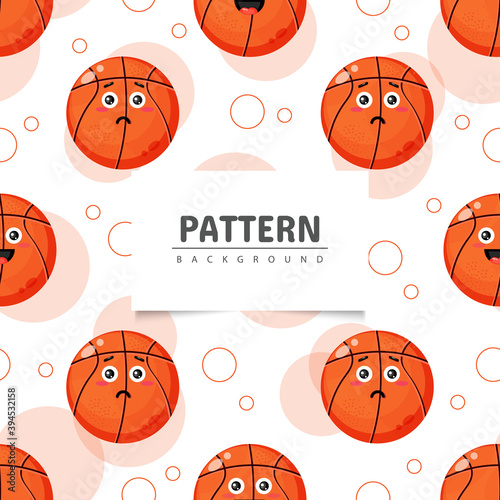 Basketball with emoticon seamless pattern photo