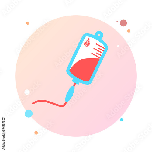 Infusion in circle icon. Intravenous bag, blood, drip in round shaped. Medical help concept. Vector illustration can be used for topics like hospital, therapy, chemotherapy. Iv, infuse, blood bag icon