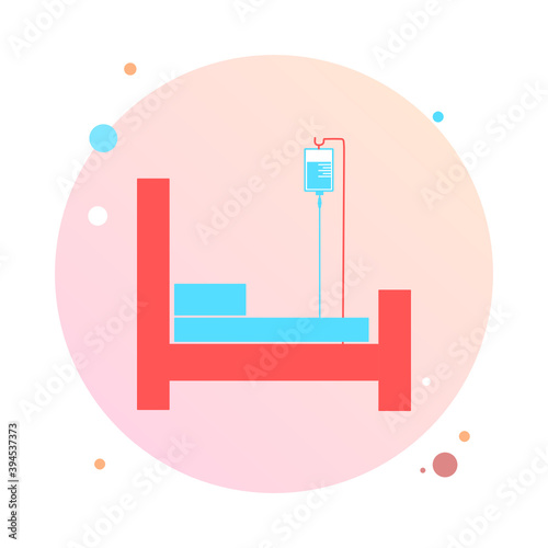 Hospital bed in circle Icon. Intensive care unit icon. Resuscitation, rehabilitation, hospital ward. Medical concept. Vector illustration can be used for topics like healthcare, hospital, clinic.