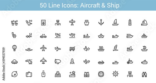 Aircraft and ship Line icon