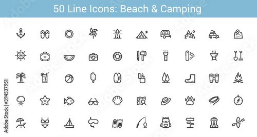 Beach and Camping Line icon