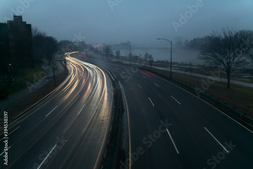 Boston Night Highway Traffic