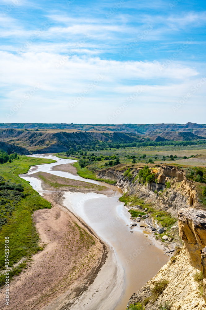 overlook of the Little Missouri River at Theodore Roosevelt National Park