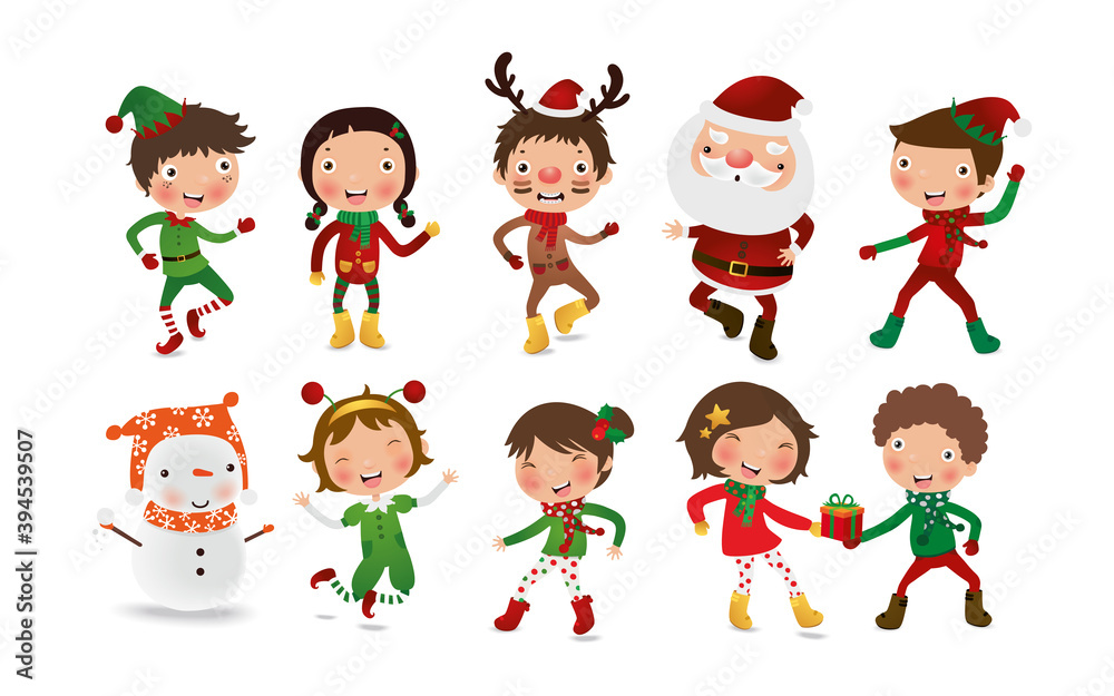 Christmas character collection, vector illustration
