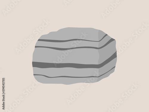 Grey layered fresh sandstone specimen illustration. Sedimentary rock sample.