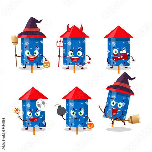 Halloween expression emoticons with cartoon character of blue firecracker
