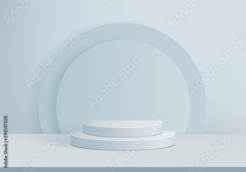 Podium 3d abstract minimal scene with geometric platform. cylinder background vector 3d rendering with podium. stand for cosmetic products. Stage Showcase on pedestal modern 3d studio blue pastel